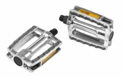 Ergotec Alu-Pedal 658 XXL Silber/grau, 9/16", Mit Reflektoren