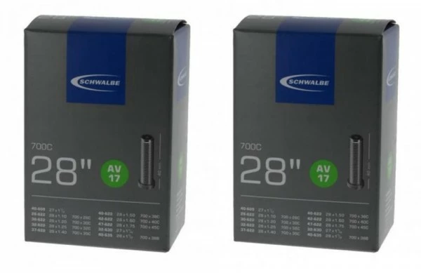 2 X Schwalbe Schlauch AV17 28x1.10-1.75" (28/47-622/635) 28 Zoll AV 40mm 1 2 X Schwalbe Schlauch AV17 28x1.10-1.75" (28/47-622/635) 28 Zoll AV 40mm