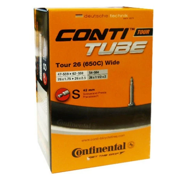 Schlauch Continental Conti 26x1.75-2.50" 47-62/ 559 S42, TOUR 26 Wide SV 42mm 1 Schlauch Continental Conti 26x1.75-2.50" 47-62/ 559 S42, TOUR 26 Wide SV 42mm