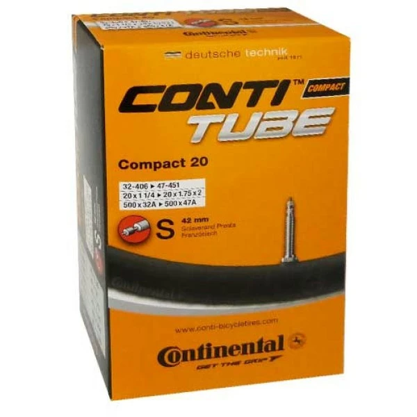 Schlauch Continental Conti Tube 20x1.25-1.75" 32-47/406-451 Compact 20 SV 42mm 1 Schlauch Continental Conti Tube 20x1.25-1.75" 32-47/406-451 Compact 20 SV 42mm