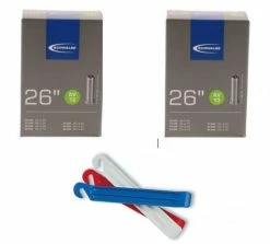 2 X Schwalbe Fahrradschlauch AV13 26x1.50-2.40" (40/62-559) - 26 Zoll 40mm + 1x 1 X Reifenheber Zefa