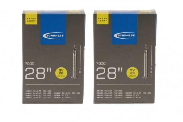 2 X Schwalbe Schlauch SV20 Extra Lang (18/25-622/630) - 28 Zoll 1 2 X Schwalbe Schlauch SV20 Extra Lang (18/25-622/630) - 28 Zoll