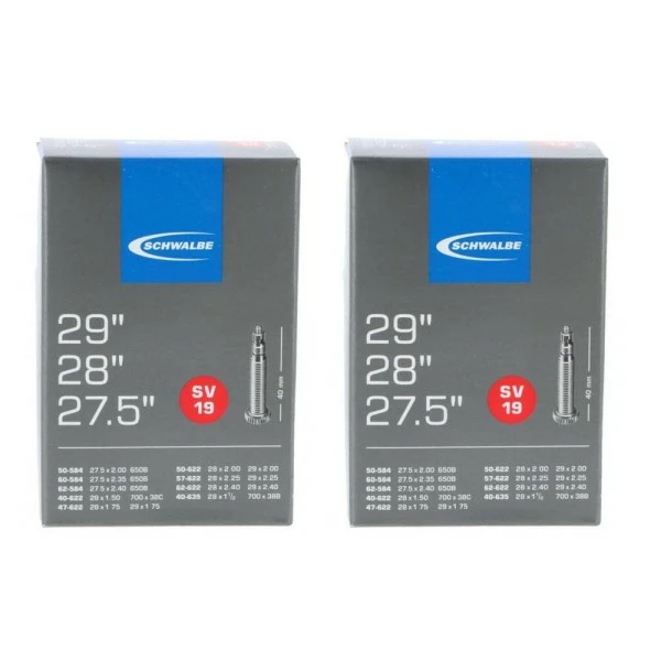 2 X Schwalbe Schlauch SV19 (40/62-584/622/635) - 27,5/28/29 X1.50-2.40" Zoll SV 40mm Sclaverand Dopp 1 2 X Schwalbe Schlauch SV19 (40/62-584/622/635) - 27,5/28/29 X1.50-2.40" Zoll SV 40mm Sclaverand Dopp