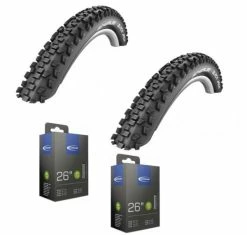 Schwalbe Drahtreifen BLACK JACK 26x2.10 2 X Schwalbe Schlauch AV13 26x1.50-2.40" (40/62-559) 40mm Au