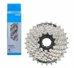 Antriebsset Shimano Kassette ACERA CS-HG41 7-fach 11-28 Zähne + Kette CN-HG71 6/7/8-fach 116 Glieder