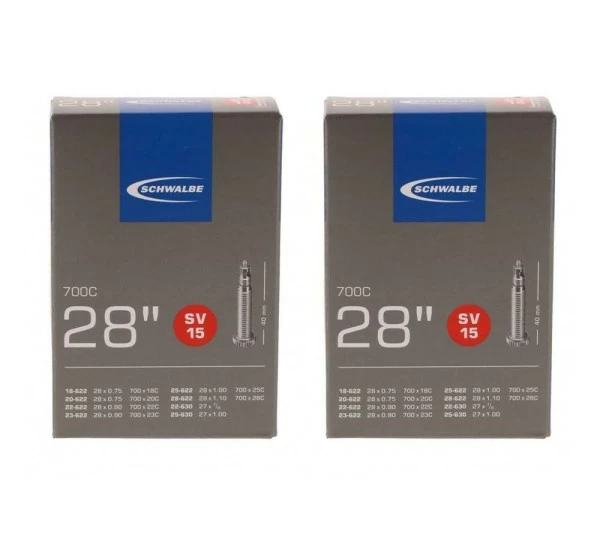 2 X Schwalbe Schlauch SV15 28x0.75-1.10" (18/28-622/630) - 28 Zoll SV 40mm 1 2 X Schwalbe Schlauch SV15 28x0.75-1.10" (18/28-622/630) - 28 Zoll SV 40mm