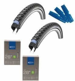 Schwalbe MARATHON PLUS TOUR 28x1.75 + 2x AV17 Schlauch + Reifenheber