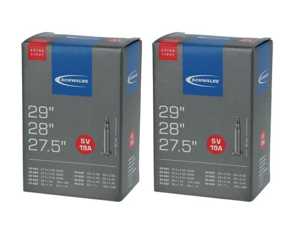 2 X Schwalbe Schlauch SV19A Extra Leicht (40/62-584/635) - 27,5-29 Zoll 1 2 X Schwalbe Schlauch SV19A Extra Leicht (40/62-584/635) - 27,5-29 Zoll