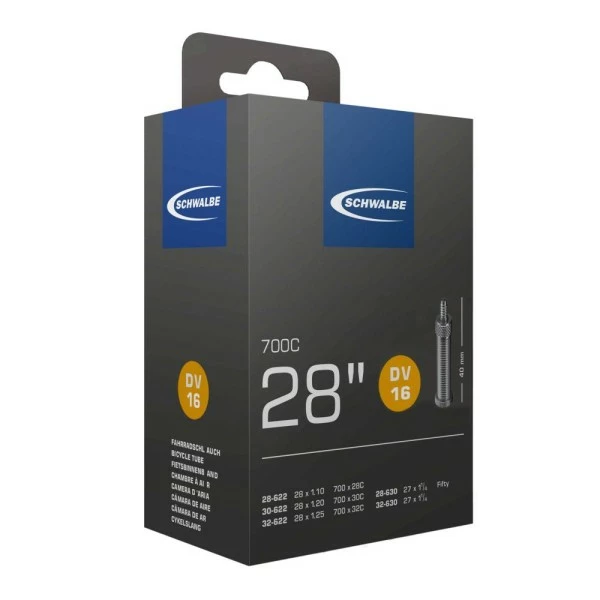 Schlauch Schwalbe DV16 28x1.10-1.25" 28-32/622-630 ATB 28" Blitzventil DV 40mm 1 Schlauch Schwalbe DV16 28x1.10-1.25" 28-32/622-630 ATB 28" Blitzventil DV 40mm