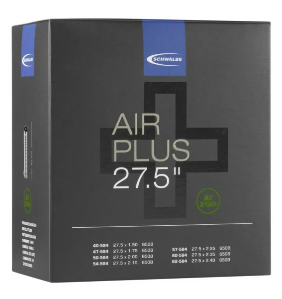 Schlauch Schwalbe AV21AP Air Plus 27.5x1.50-2.25 40/62-584 IB AGV 40mm 1 Schlauch Schwalbe AV21AP Air Plus 27.5x1.50-2.25 40/62-584 IB AGV 40mm
